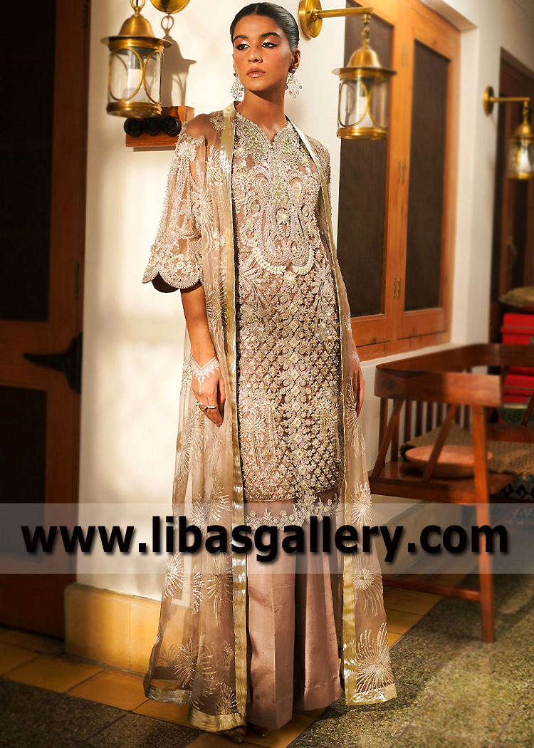 Mauve Gray Siderite Gown Trousers Suit