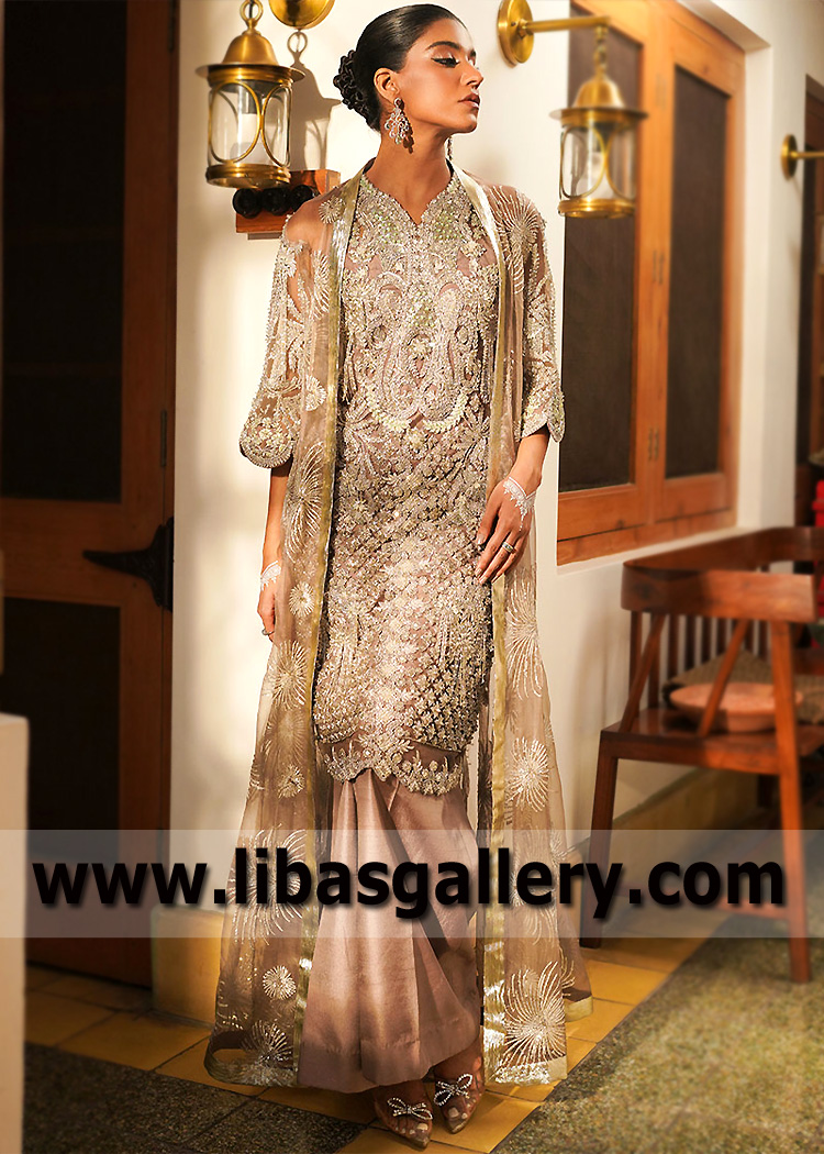 Mauve Gray Siderite Gown Trousers Suit
