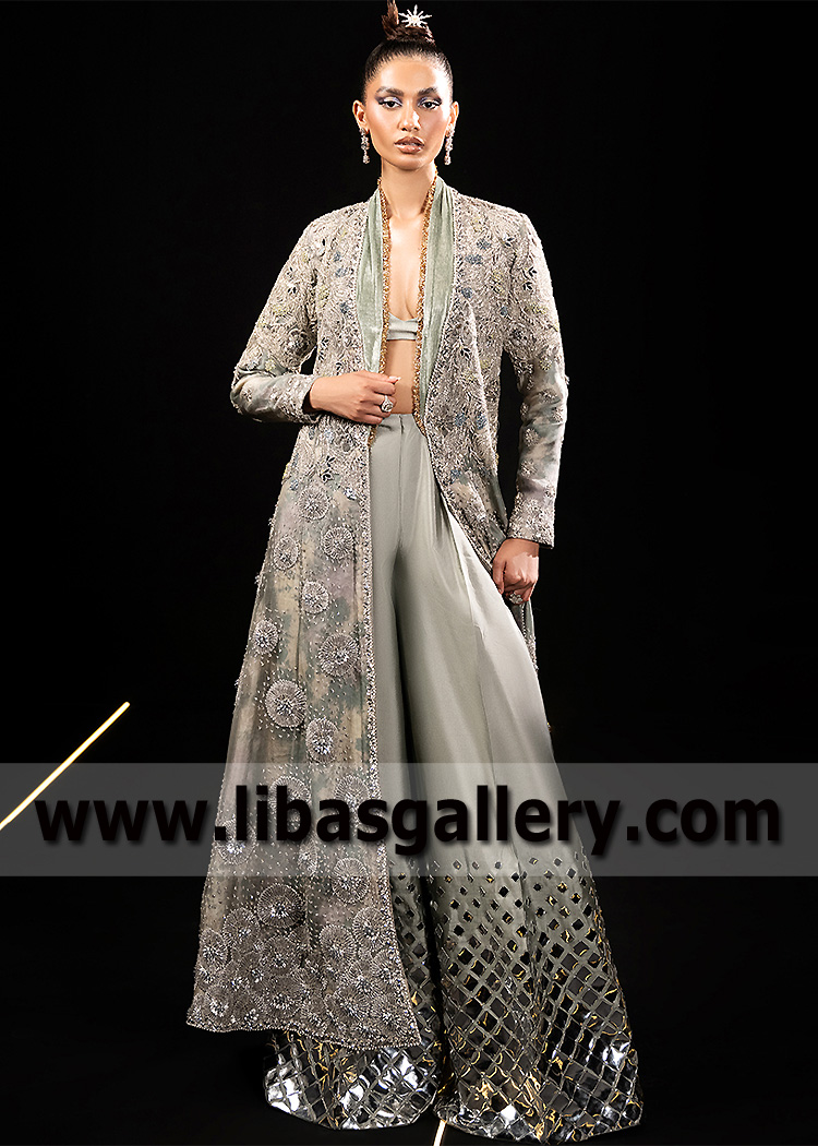 Long Jacket Dress Sydney Australia Indian Pakistani Jacket Dresses with Bustier and Trousers