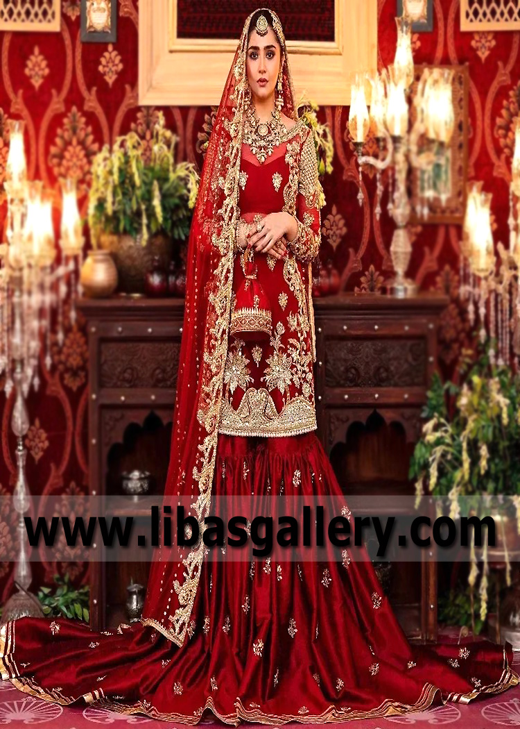 Nikah Bridal Gharara Keynes Milton UK Ruby Woo Bridal Gharara Sadaf Fawad Khan