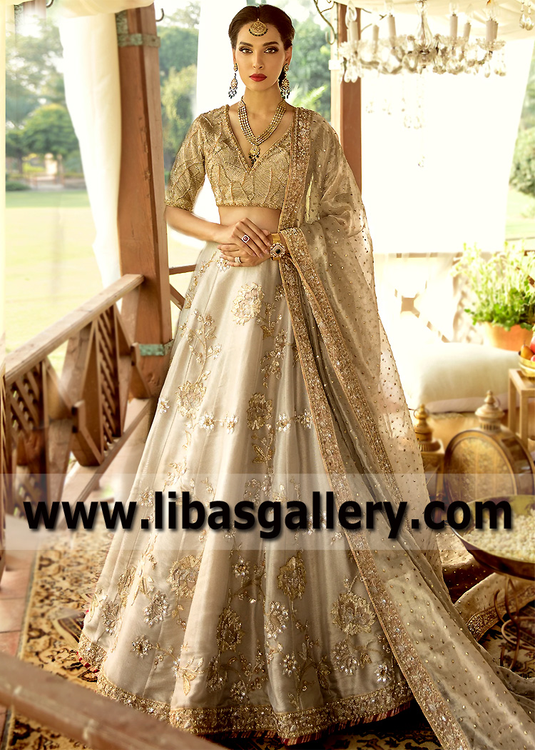 Traditional Bridal Lehenga Choli Suits Pennsylvannia PA USA Sadaf Fawad Khan Bridal Lehenga Pakistan