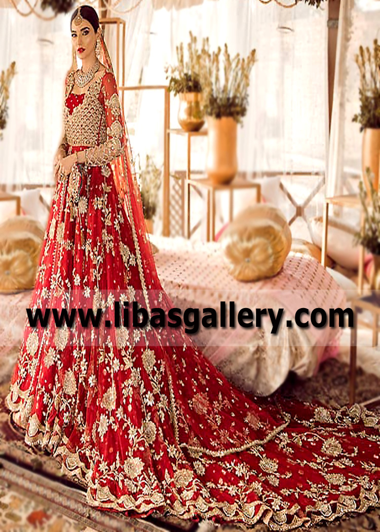 Lava Gaudefroyite Pishwas Bridal Dress