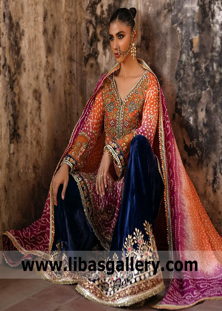 Giants Orange Julia Chunri Mehndi Outfit