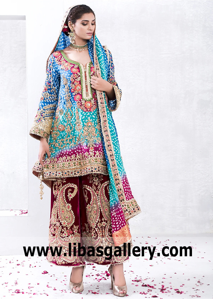 Deep Sky Blue Zenobia Chunri Shirt with Wide Leg Pants