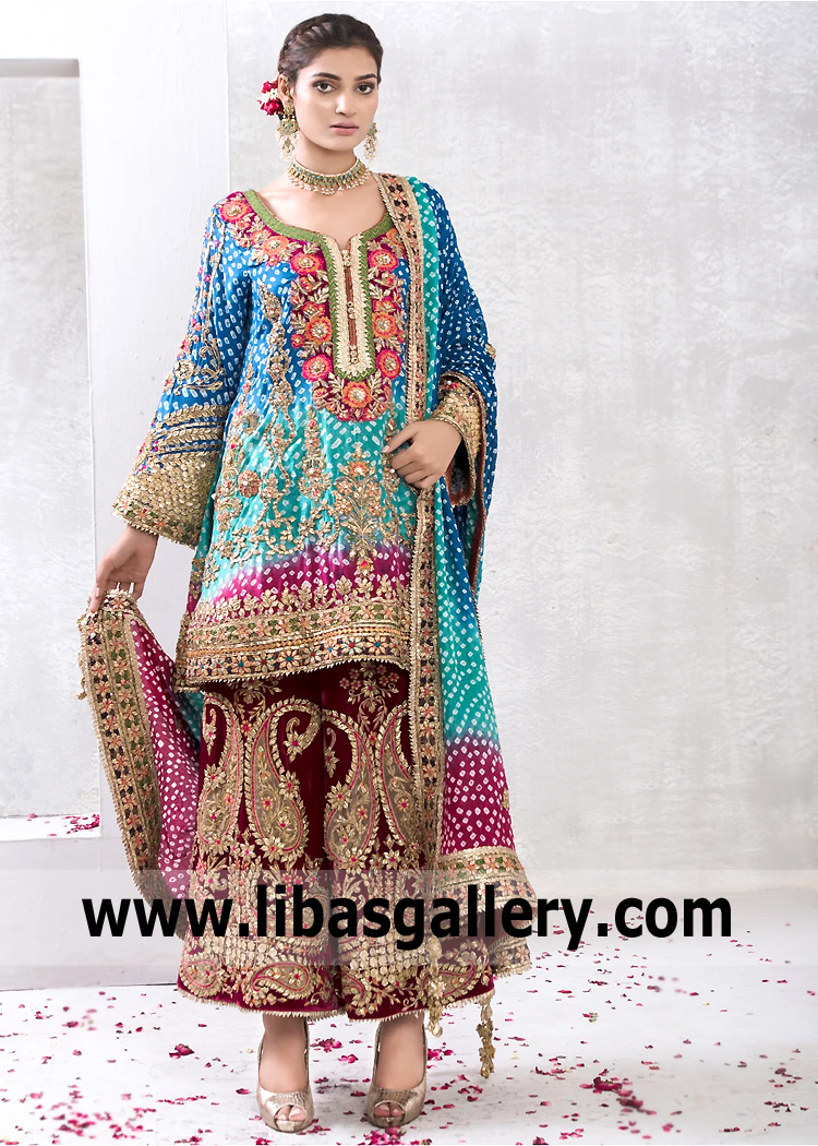 Deep Sky Blue Zenobia Chunri Shirt with Wide Leg Pants