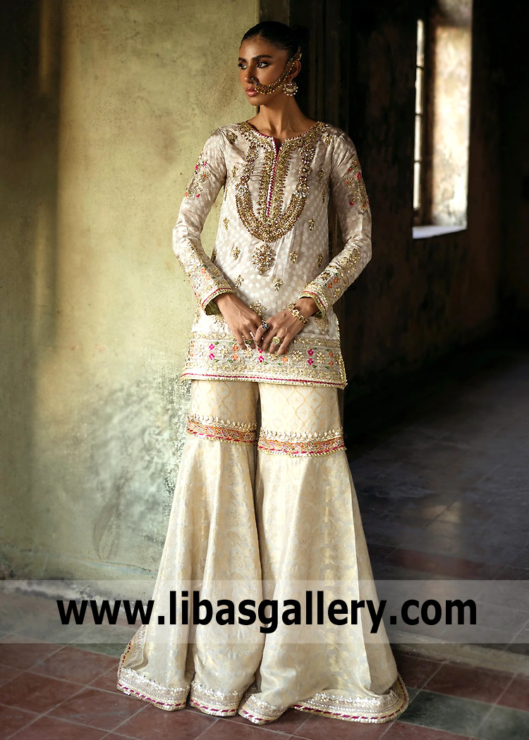 Buy Designer Short Shirt and Gharara Sacramento California CA USA Short Shirt and Gharara Dresses in Pakistan