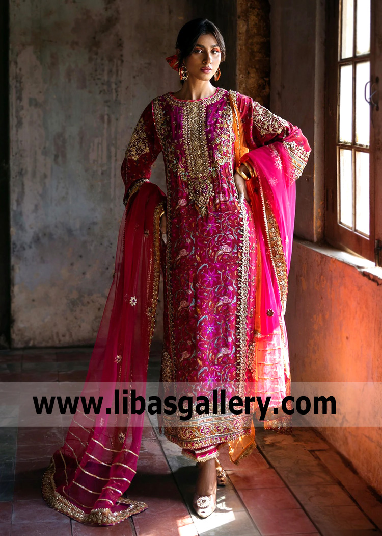 New Magenta Lily Block Print Shirt Trousers Suit