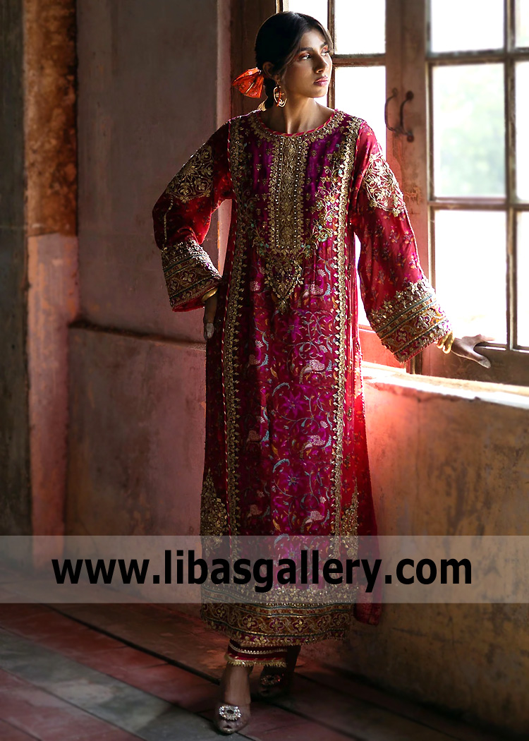 New Magenta Lily Block Print Shirt Trousers Suit