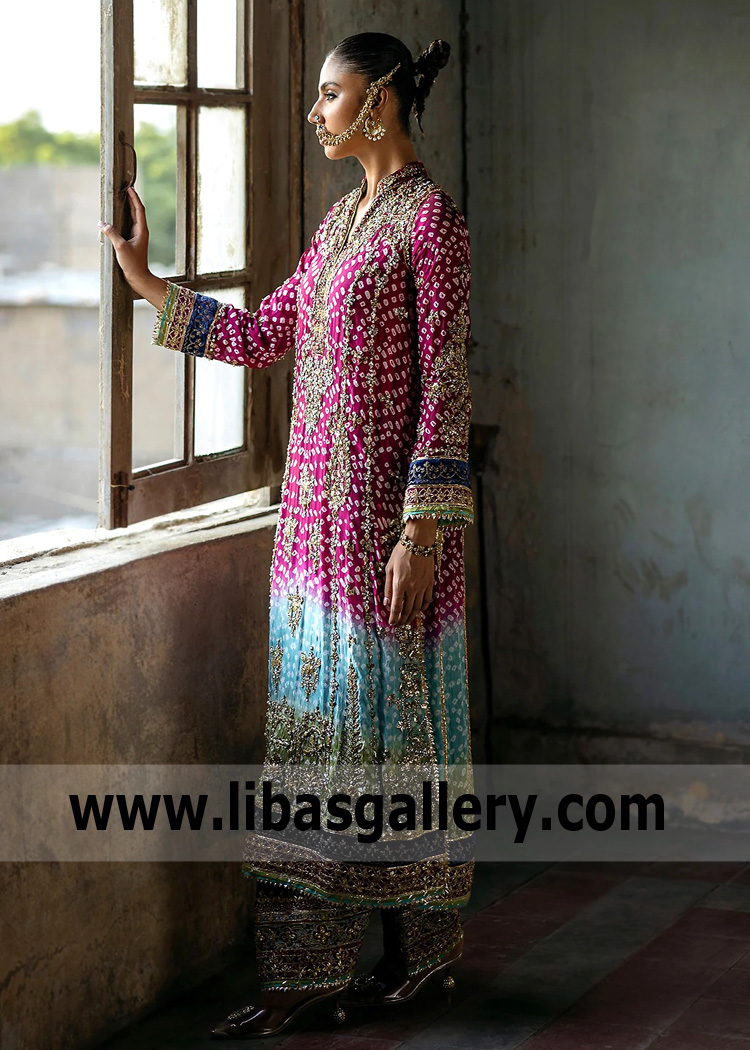 Jazzberry Jam Forsythia Chunri Shirt with Farshi Shalwar