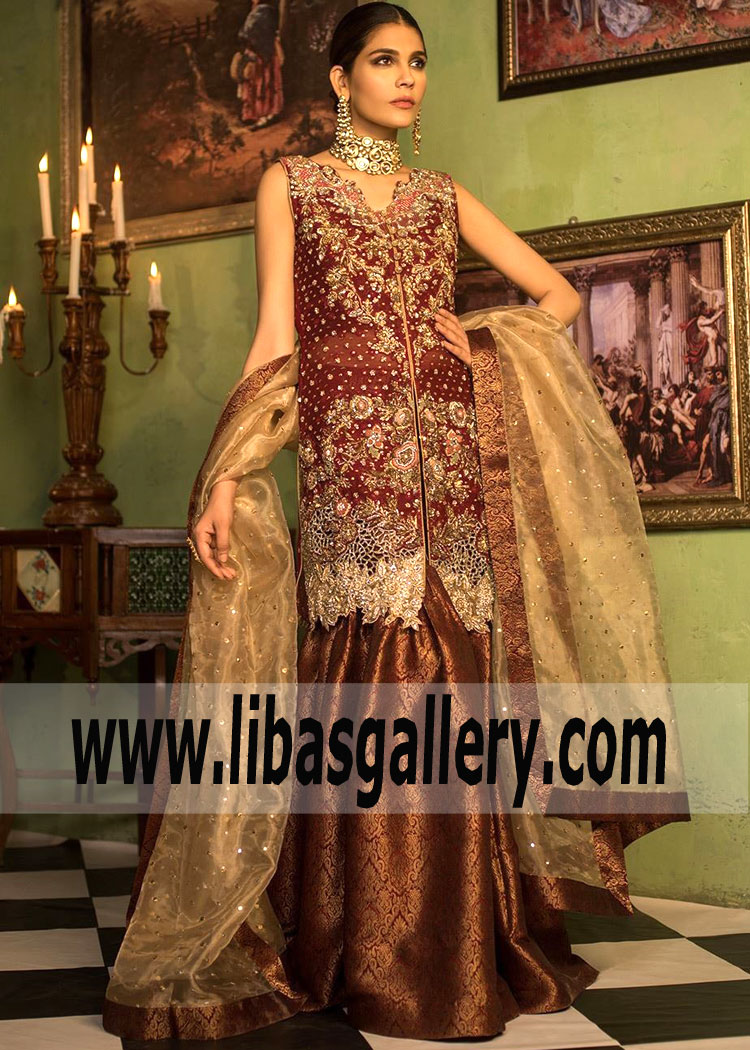 Pakistani Designer Gharara Evening Dresses Roslyn New York NY USA Zainab Chottani Wedding Party Dresses