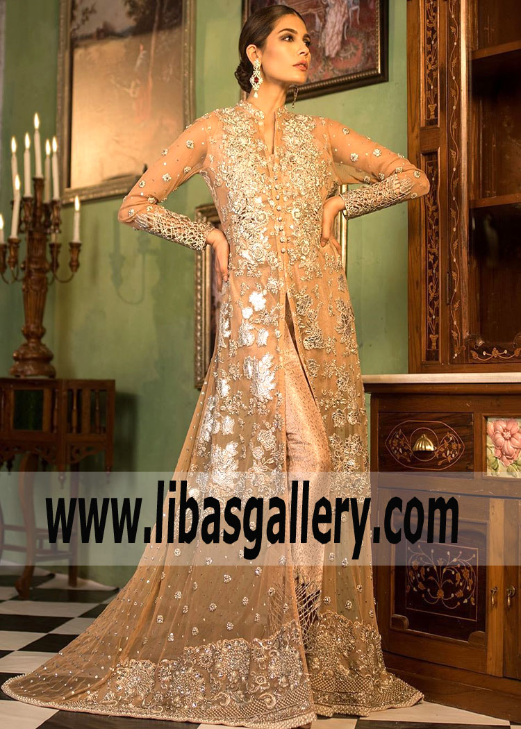 Fascinating Peach Orange Lilium Gown