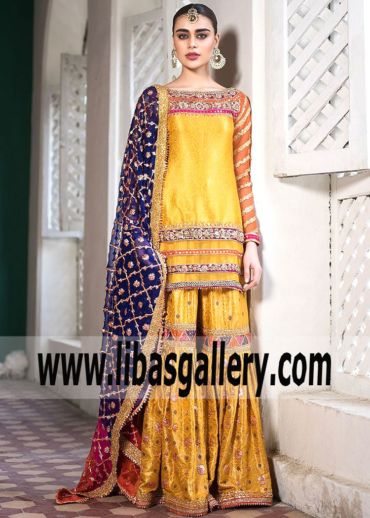 Breathtaking yellow Gold Gladiolus Gharara