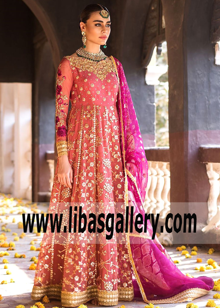 Marvellous Rose Pink Tansy Anarkali