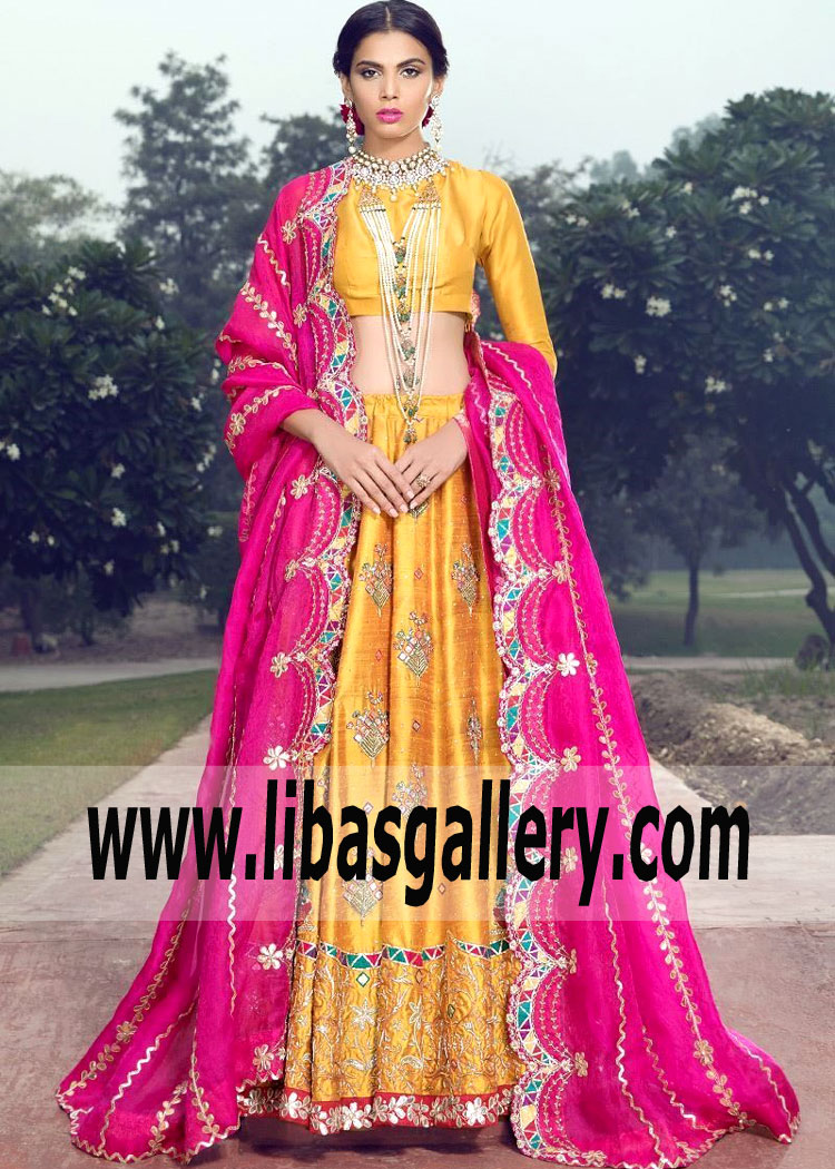 Latest Lehenga Choli Newcastle London UK Farida Hasan MARIGOLD Lehenga Choli with Price UK