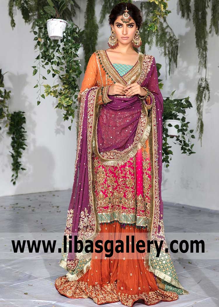Aisha Imran Latest bridal collection with price Miami Florida USA Angarkha Suit for Wedding Functions
