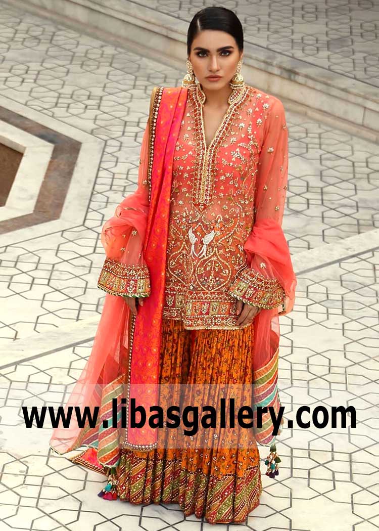Marvelous Designer Salmon Pink Lehenga Dress for Desi Engagement Bride