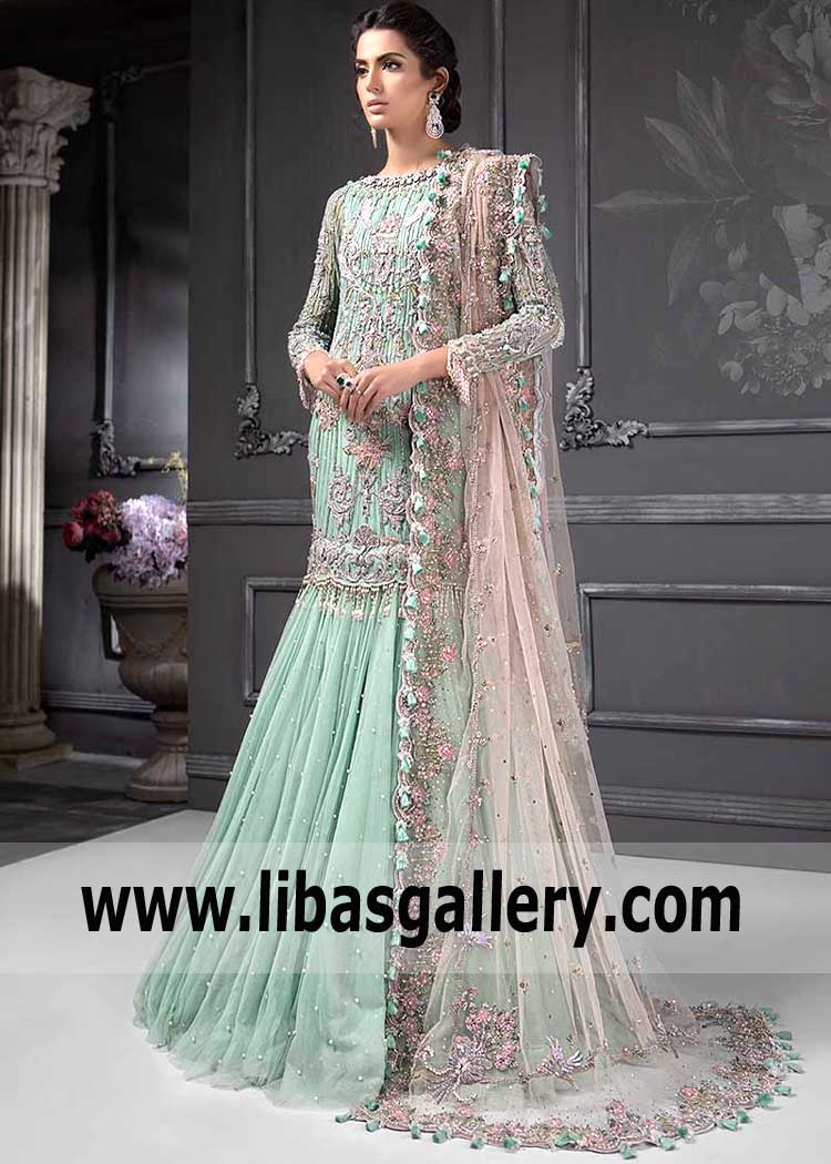 Glamorous Cambridge Blue Bridal Lehenga Fit for the Occasion