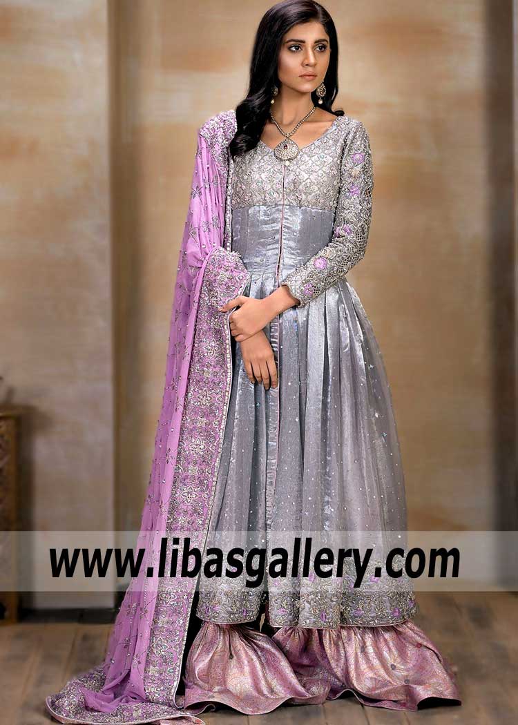 Silverine Embellished Anarkali Bridal Dress