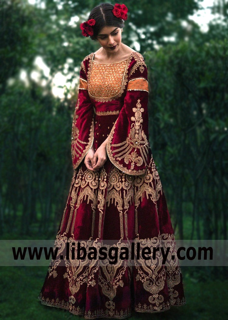Gorgeous Burgundy Anarkali Outfit for Next Wedding Event