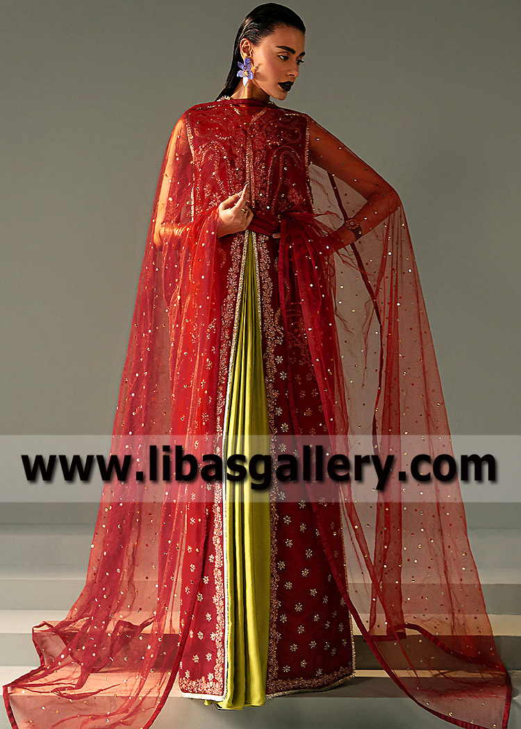 Pakistani Bridal Party Dress with jacket style Fairfax Maryland USA Inner Long Dress