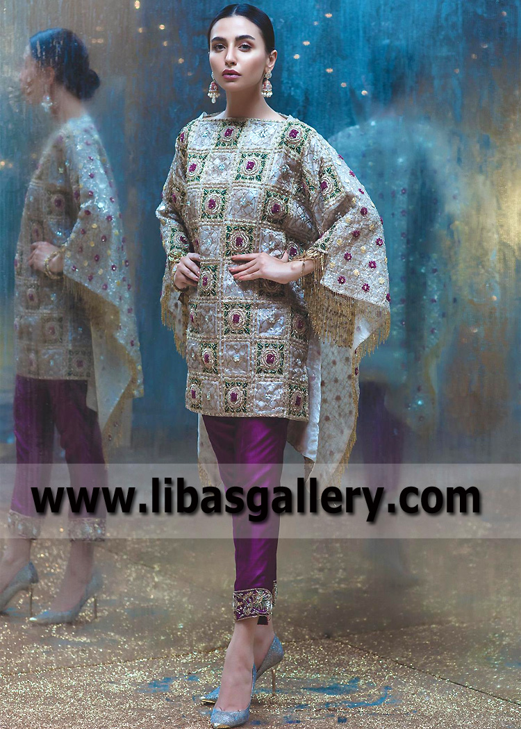 Pakistani Designer Party Dresses Asian Party Dresses Paris France Kaftan Top With Cropped Pants