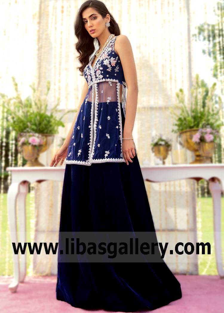 Oxford Blue Aublet Lehenga