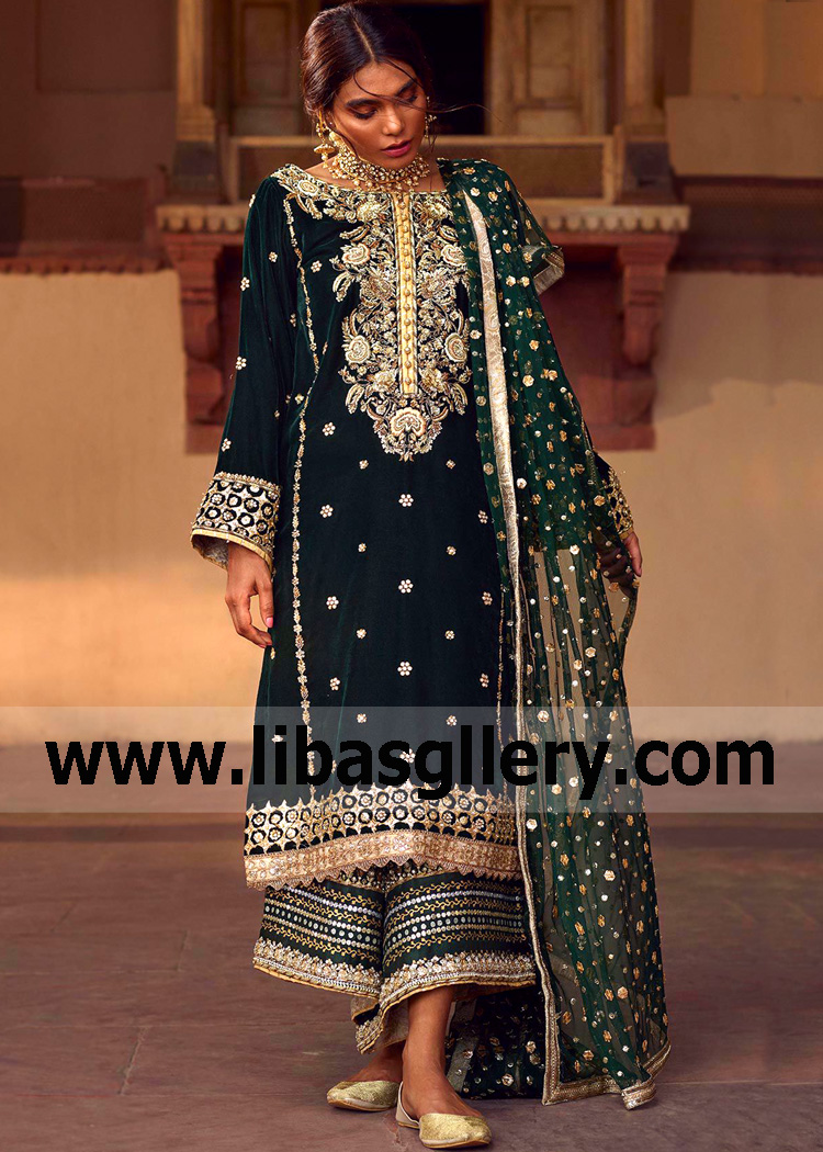 Jungle Green Fleur Party Wear