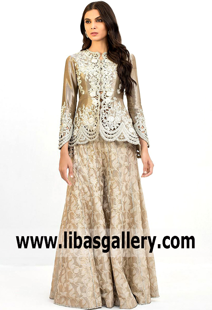 Khaki Bilzen Peplum Sharara Dress