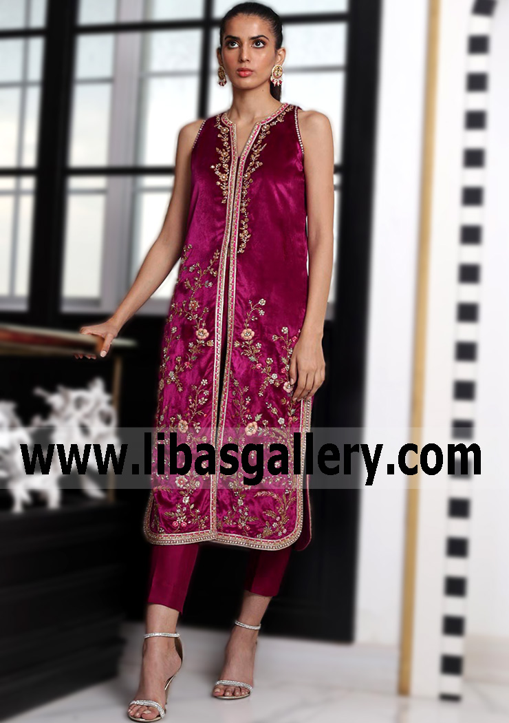 Designer Embroidered Velvet Suits Collection Party Wear Occasional Beverly Hills CA USA Velvet Suits