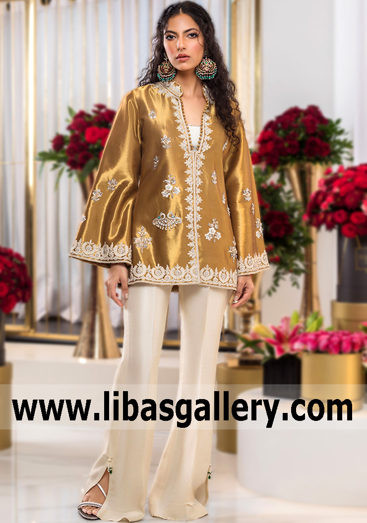 Gold Sindiana Jacket Trouser Party Dress