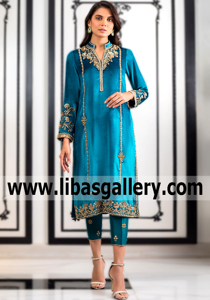 Dark Steel Blue Jozefa Party Wear