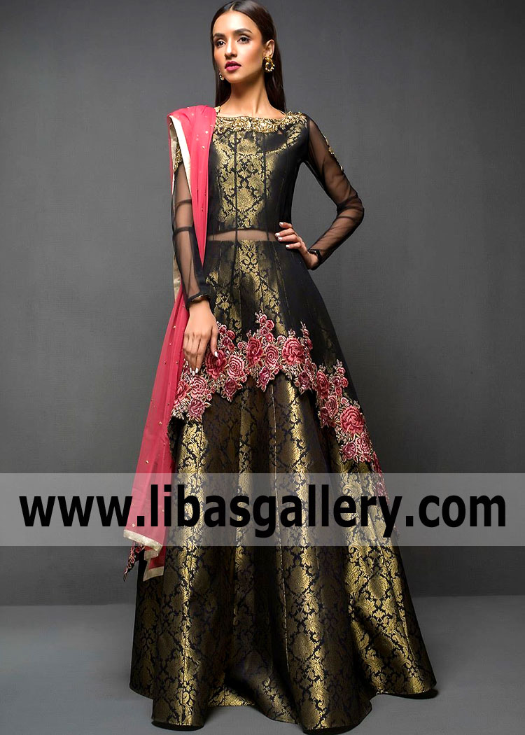 Black Golden Mallow Wedding Guest Dress