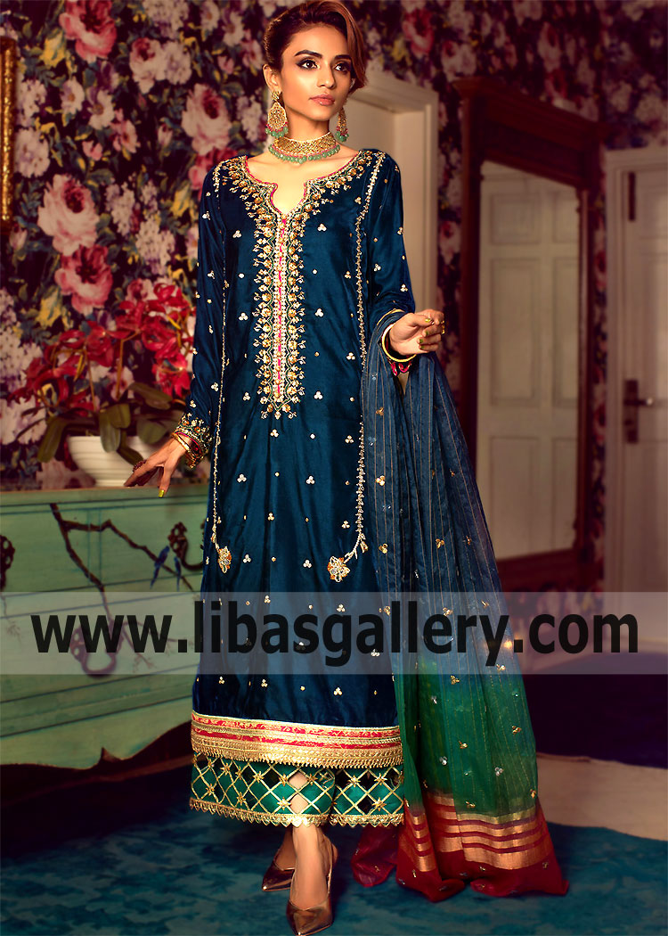 Annus Abrar Velvet Party Dress for Evening UK USA Canada Australia Pakistani Velvet Dresses