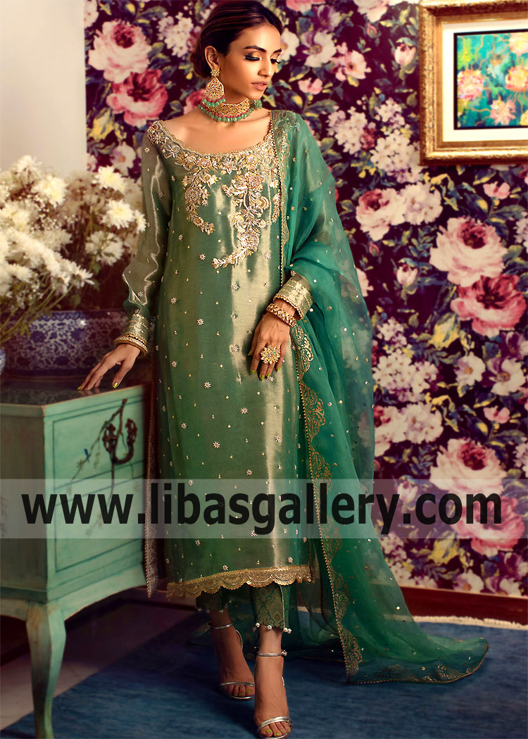 Persian Green Strobus Formal Dress Pakistan