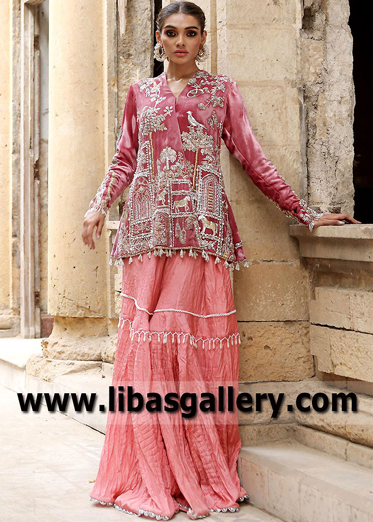 Indian Pakistani Angrakha Shirt with Gharara Suit UK USA Canada Australia for Eid