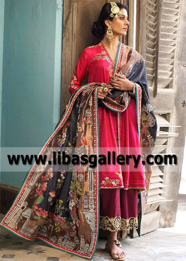 Rose Jazzberry Alcea Izaar Chogha Suit