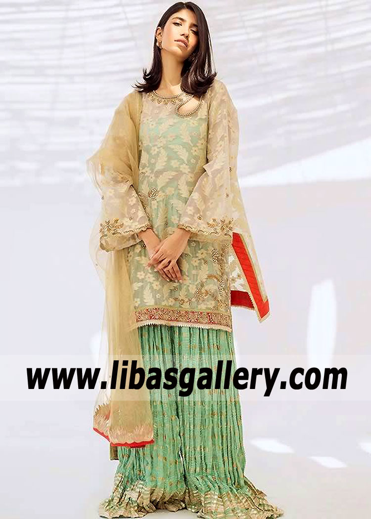 Pakistani Wedding Sharara Dress Westford Massachusetts USA Sania Maskatiya Wedding Sharara Collection