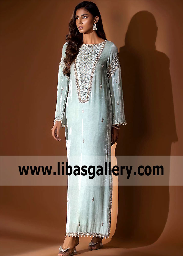 Ice Blue Santolina Wedding Guest Outfit