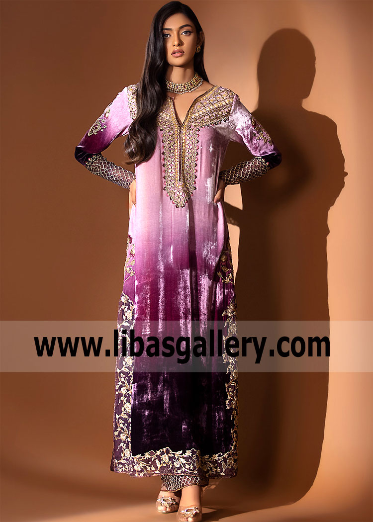 Pakistani Wedding Guest Dresses Haywar California USA Latest Velvet Dress Designs with Price