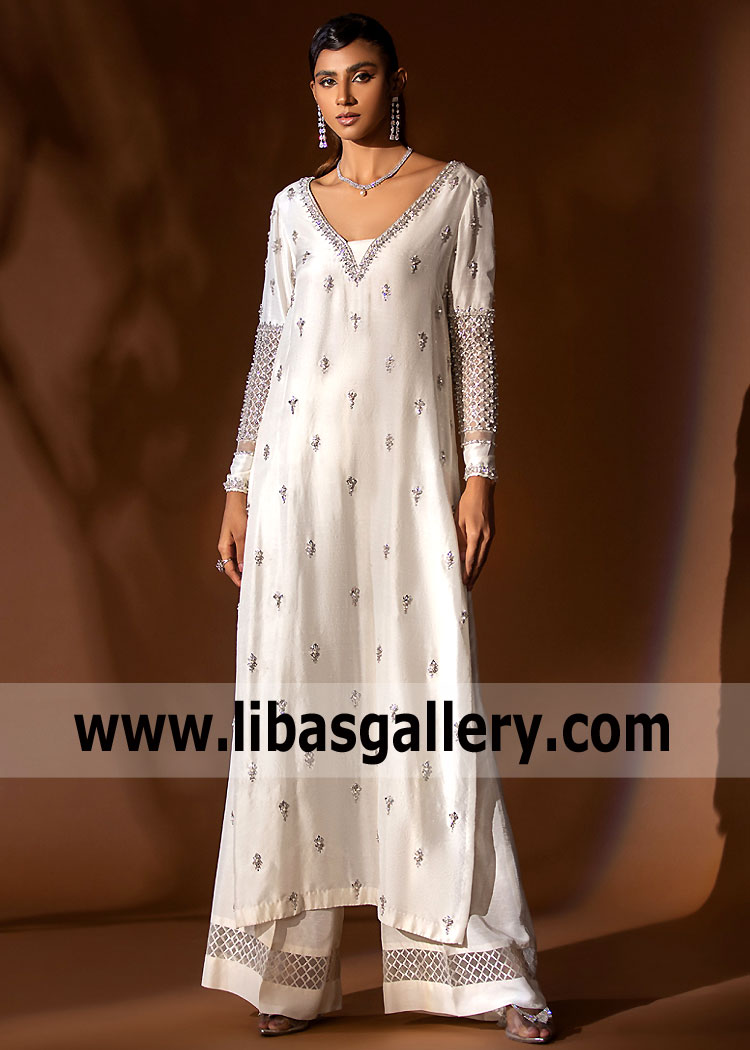 Traditional Eid Party Dresses Indian Latest Pakistani Designer Party Dresses In silver Color
