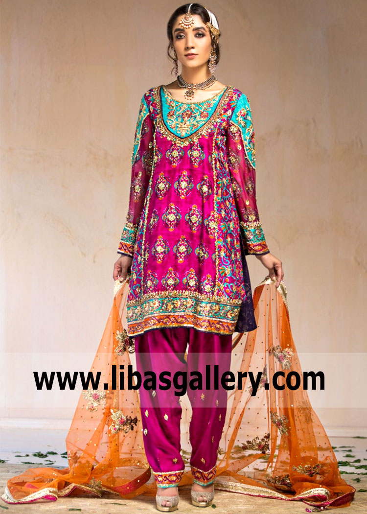 Pakistani Party Wear Vestal New York USA Designer Bridal Shalwar Kameez Designs