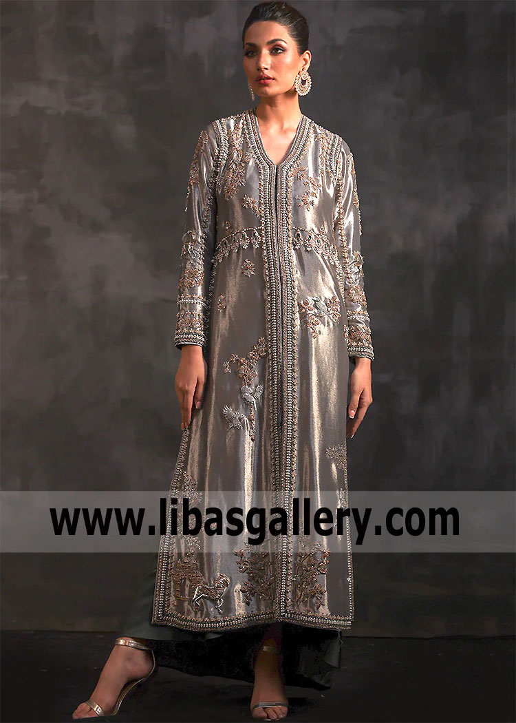 Latest Embellished Jacket Dresses Dallas Texas TX US Pakistani Designer Jacket Dresses Designs
