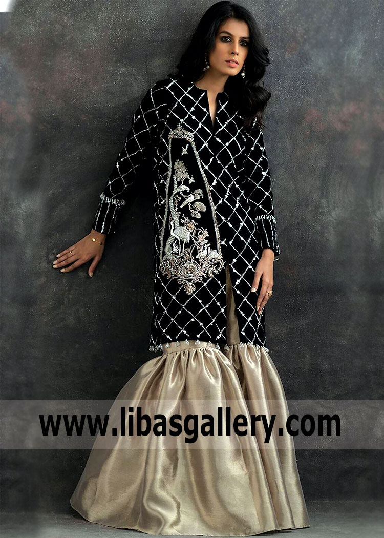 Pakistani Gharara Style Wedding Dresses Oak Park Michigan MI US Designer Formal Gharara Dresses