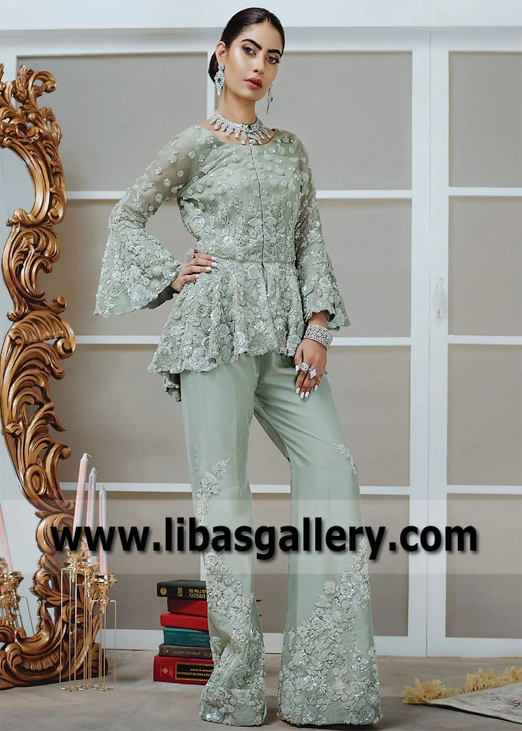 Pakistani Peplum Dresses Chicago Illinois USA Designer Peplum Trouser Dress