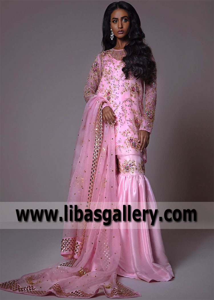 Best Bride Sister Gharara Dresses Miami Florida USA Pakistani Wedding Party Dresses Collection Online Shop
