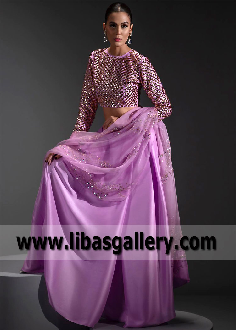 Violet Tulip Lehenga With Cropped Blouse
