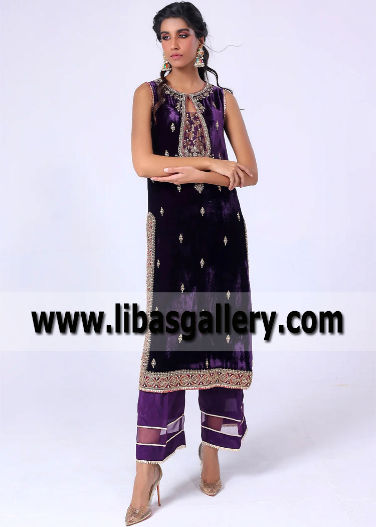 Japanese Violet Pakistani Formal Dress