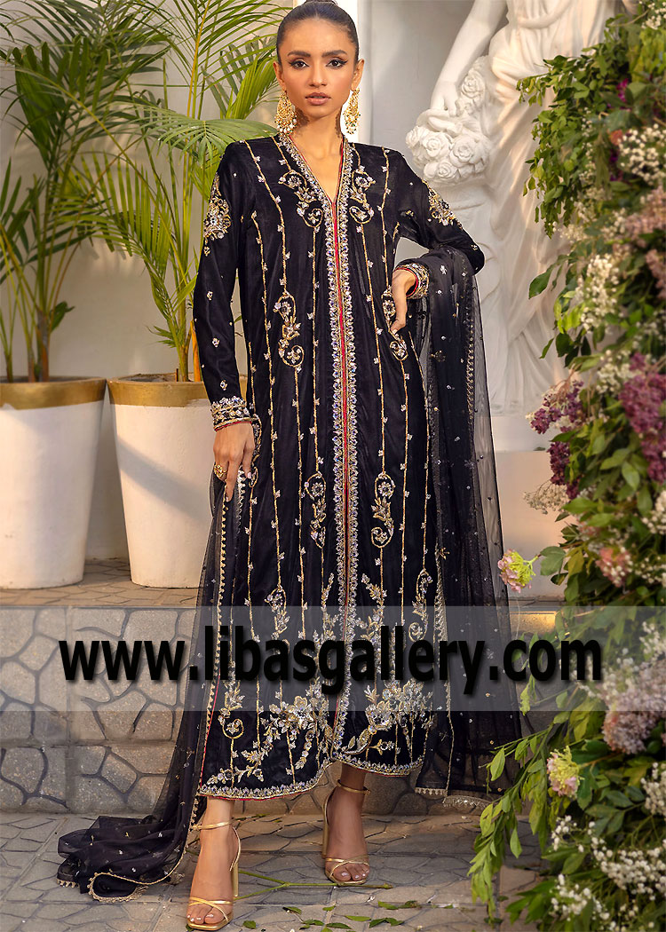 Women Embroidered Formal Dresses New York USA Pakistani Designer Formal Velvet Dresses