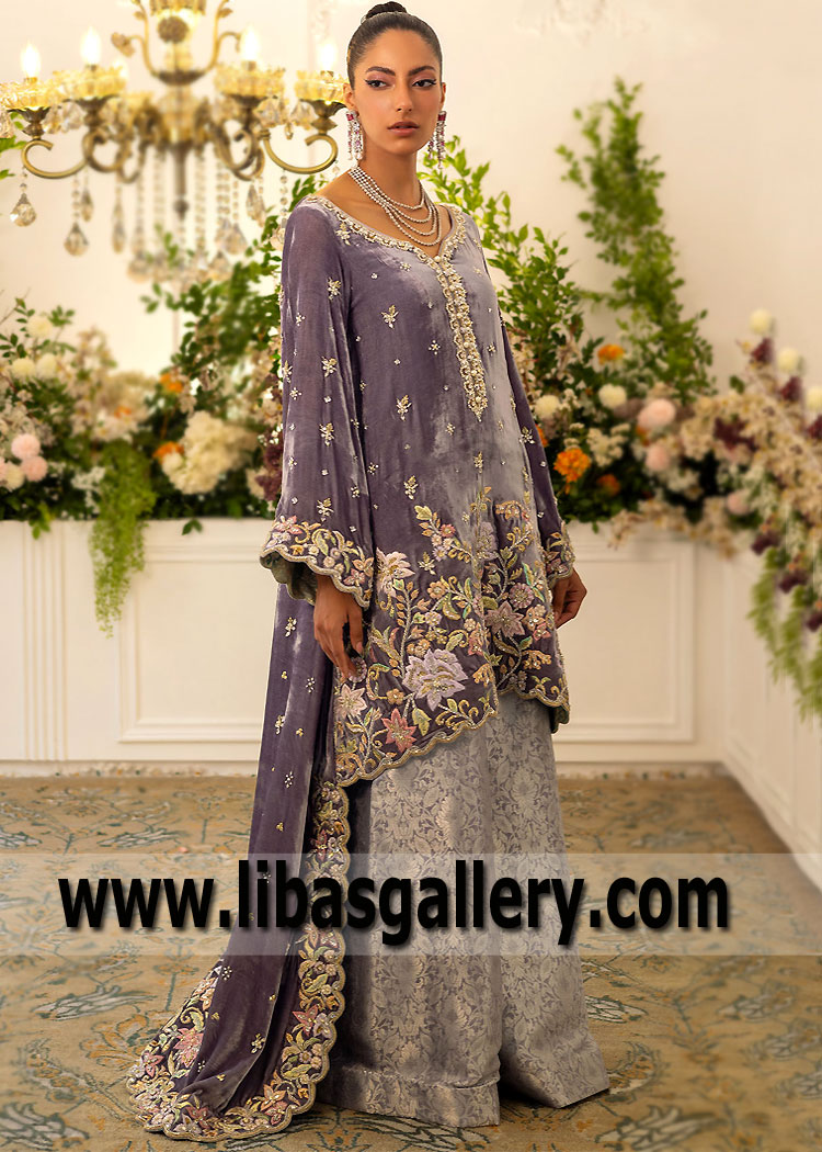 Latest Party Dresses Newcastle UK Pakistani Party Wear Velvet Collection 2023