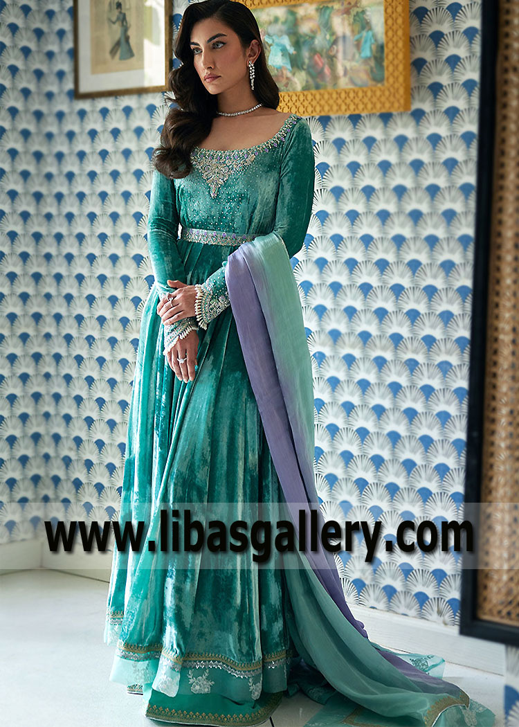 Luxury Tiffany Blue Flora Gown